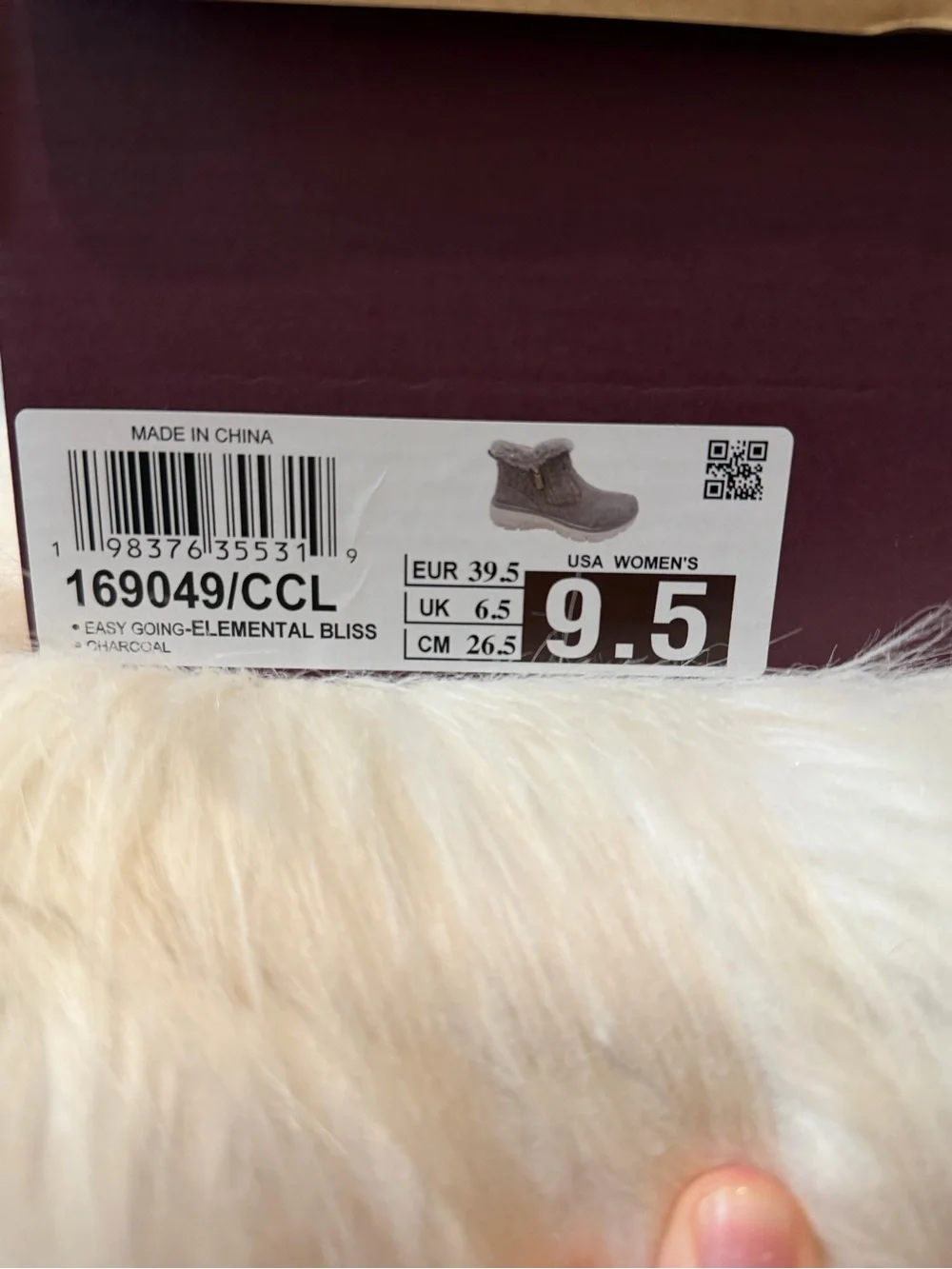 Skechers Gray Faux-Fur Knit Ankle Boots